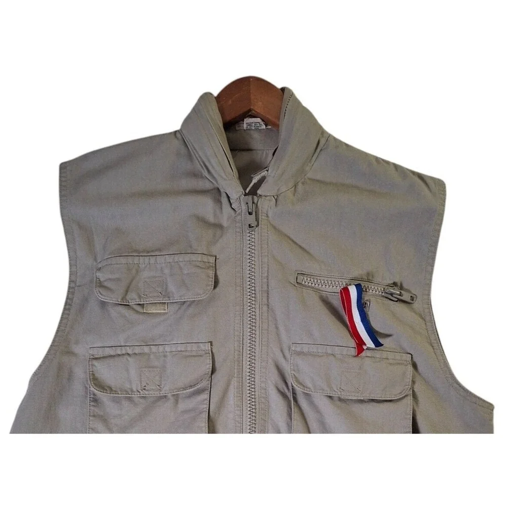 Vintage Banana Republic Vest Mens M Safari‎ Fishing Khaki Beige Tackle Utility